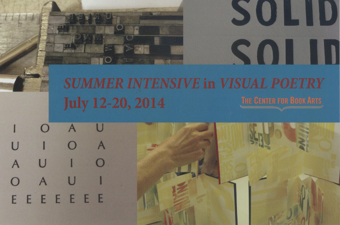 [Postcard advertising summer intensive in visual poetry July 12-20, 2014]
