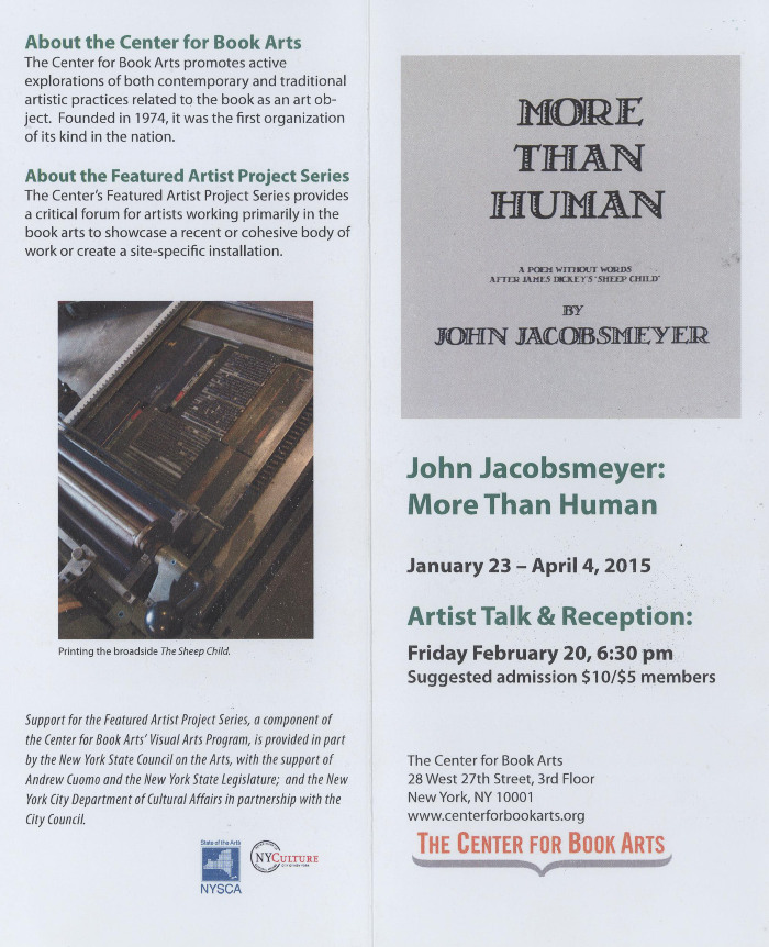 [Exhibition brochure for "John Jacobsmeyer: More Than Human"]
