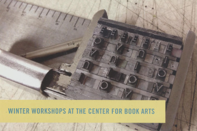 [Postcard advertising 2015 winter workshops at the Center for Book Arts]
