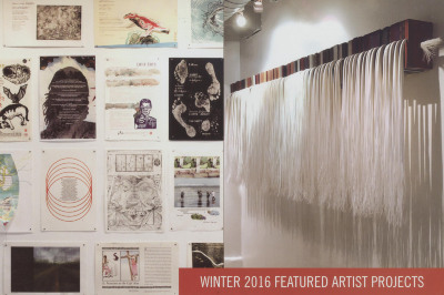 [Postcard advertising winter 2016 featured artist projects]
