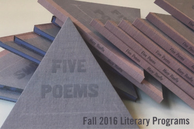 [Postcard advertising fall 2016 literary programs at the Center for Book Arts]
