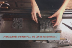 [Postcard advertising 2016 spring / summer workshops at the Center for Book Arts]
