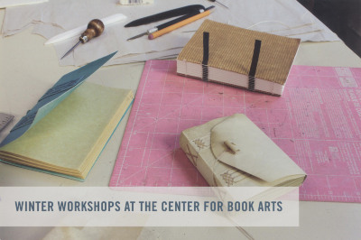 [Postcard advertising winter 2016 workshops at the Center for Book Arts]
