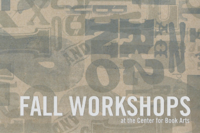 [Postcard advertising 2017 fall workshops at the Center for Book Arts]
