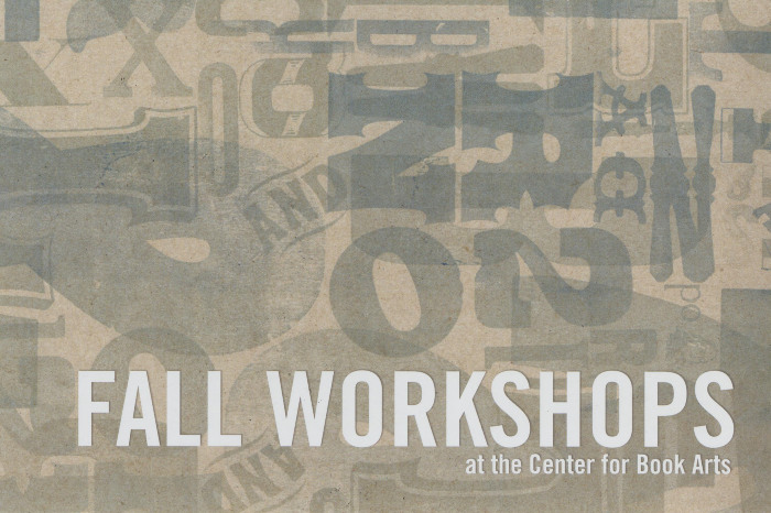 [Postcard advertising 2017 fall workshops at the Center for Book Arts]
