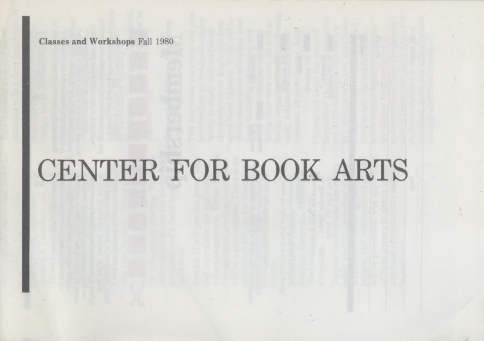 [Class and workshop schedule at the Center for Book Arts for fall 1980]
