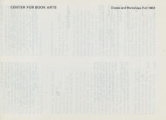 [Class and workshop schedule at the Center for Book Arts for fall 1982]
