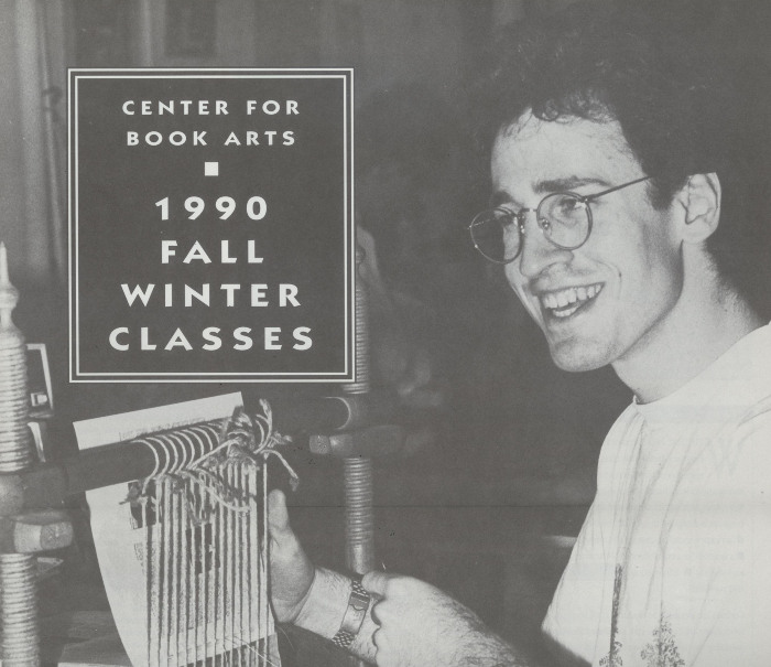[Class and workshop schedule at the Center for Book Arts for fall / winter 1990]
