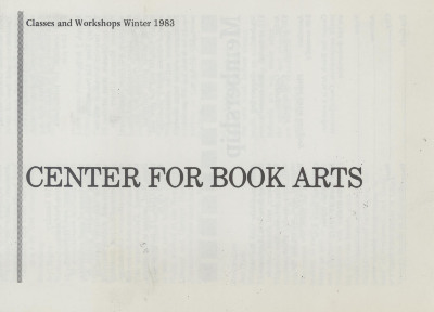 [Class and workshop schedule at the Center for Book Arts for winter 1983]


