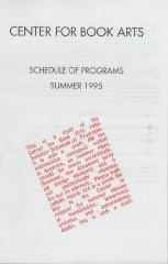 [Schedule of programs for the Center for Book Arts for summer of 1995]
