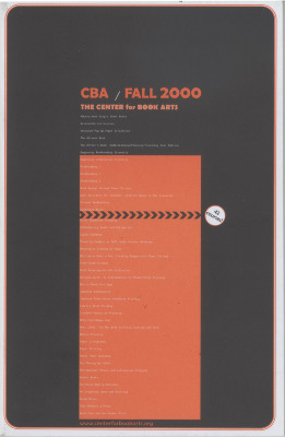 [Schedule of programs for the Center for Book Arts for fall of 2000]
