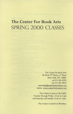 [Course schedule for the Center for Book Arts for spring 2000]
