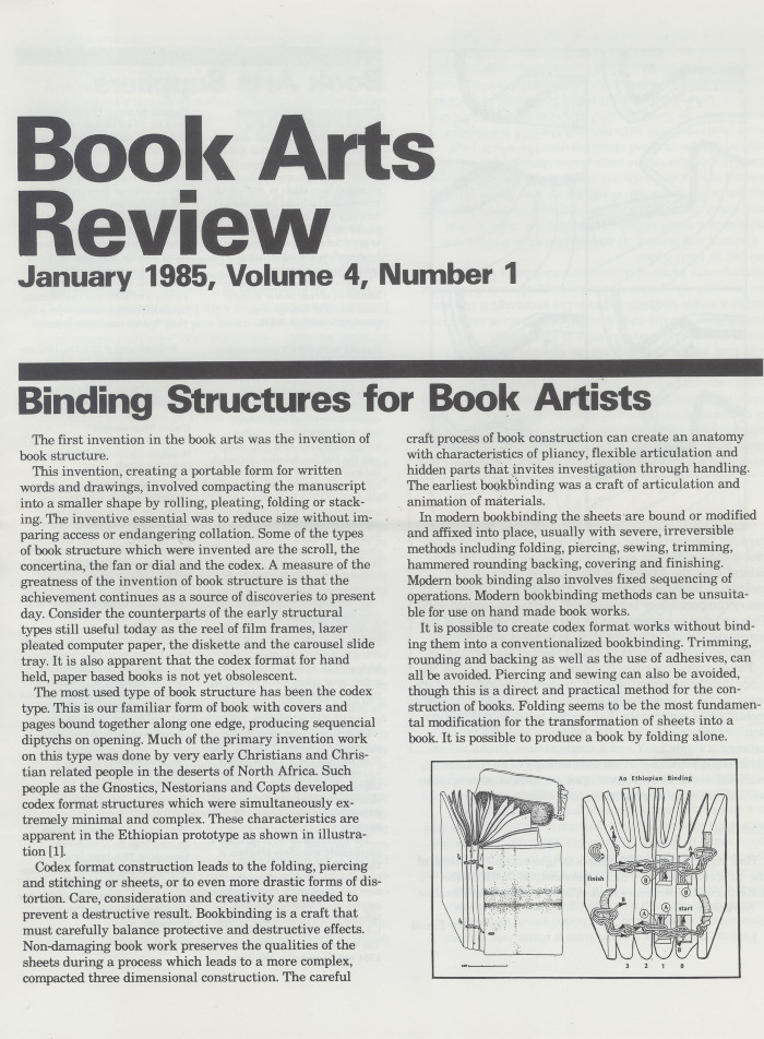 Book Arts Review, Volume 4, Number 1
