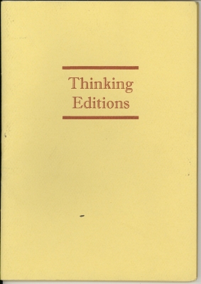 Thinking Editions: An Exhibition of Artist Book Multiples/ Edward H. Hutchins; Lammot du Pont Copeland Gallery