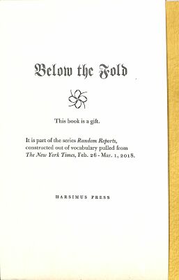 Below the Fold / Barbara Henry (Harsimus Press)
